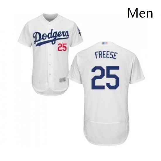 Mens Los Angeles Dodgers 25 David Freese White Home Flex Base Authentic Collection Baseball Jersey